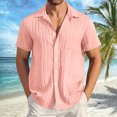 thumbnail image 2 of Moraltrnte Men's Stretch Short Sleeve Shirt, Visenoya Summer Casual Solid & Striped Hawaiian Beach Holiday Shirts with Pockets,Size XXL, 2 of 5