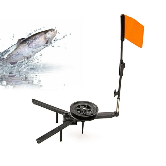 Windfall Fishing Tackle, Portable Durable Ice Fishing Rod Tip-up Compact Orange Flag Tackle Accessory