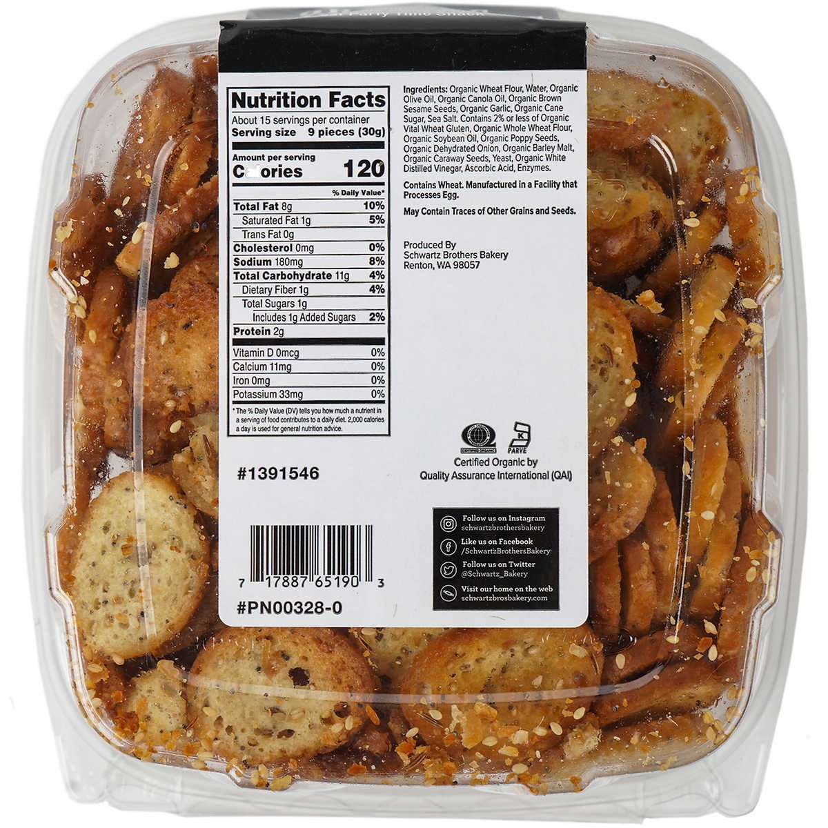 Schwartz Brothers Bakery Organic Everything Bagel Chips 15 Ounce