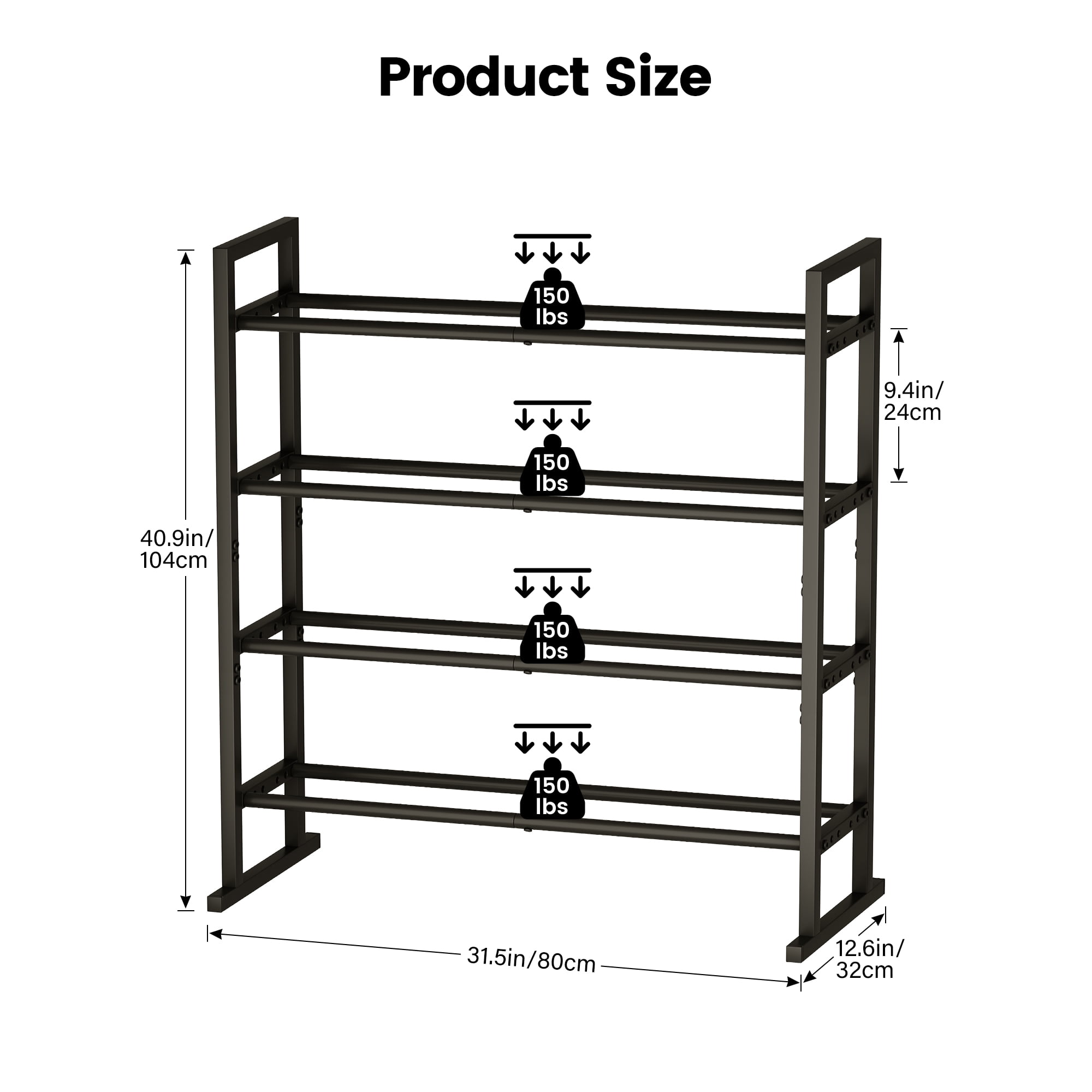 4-Tier Adjustable Dumbbell Storage Rack, Weight Rack Stand, Extended Base Weight Storage for Home Gym – Holds Up to 600 lb, Space-Saving Fitness Equipment Organizer