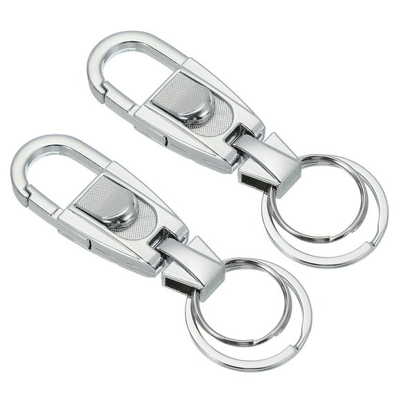 Uxcell Car Key Chain, Detachable Keychain Stainless Steel Buckle Keys Holder with 2 Rings (Silver, Pack of 2)