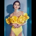 thumbnail image 4 of Traje de Baño de una Pieza para Mujer, Falda Cruzada, Pareo, Bikini con Estampado Floral Retro. Traje de Baño Amarillo XL, 4 of 8