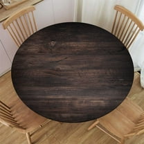 Wooden Texture Background Fitted Round Table Covers Elastic Tablecloth Washable Waterproof or Outdoor Patio Party Dining Fit for Diameter 45-52 Table