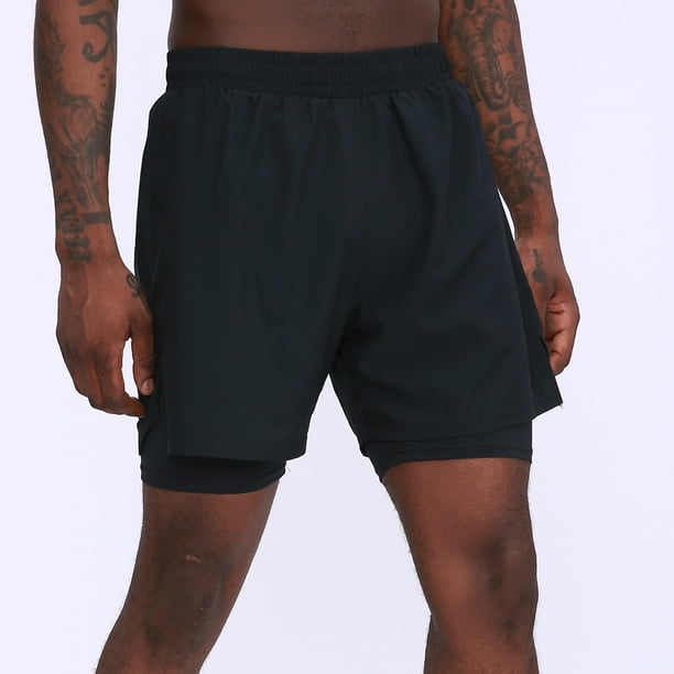 Pantalones cortos deportivos 2 en 1 para hombre Pantalones cortos con bolsillos de secado rápido par Abanopi Shorts deportivos para hombre