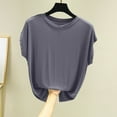 thumbnail image 4 of Women's Tank Tops Modal Cotton Tshirts Cap Sleeve Crew Neck Summer Casual Loose Fit Basic Tee Shirts Workout (L, Gray), 4 of 7