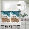 thumbnail image 5 of Kitchen Window Curtains Valance and Tier Set, Teal Gradient Water Ripple Abstract Geometric Rod Pocket Tier Curtain Valance Set, Summer Ocean Coastal Light Filtering Cafe Curtains for Bedroom, 5 of 9