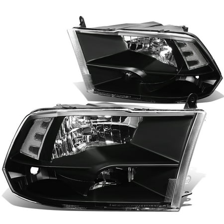 For 2009 to 2018 Dodge Ram Truck 1500 / 2500 / 3500 Pair of Headlight Black Housing Clear Corner Headamp - 4th Gen 10 11 12 13 14 15 (Best Headlights For Dodge Ram 1500)