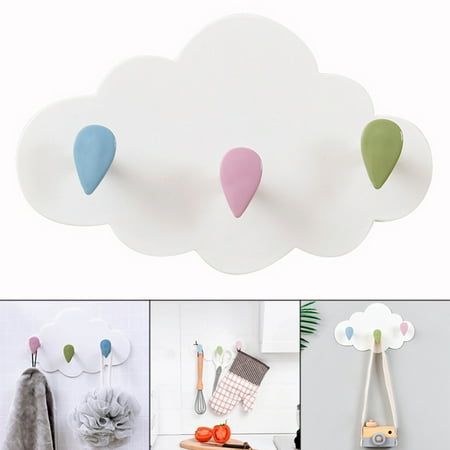 

Enowise-YL Cloud Hook 3-Hooks Hanger Wall Mounted Free Nail Hanger For Kitchen Bathroom Door