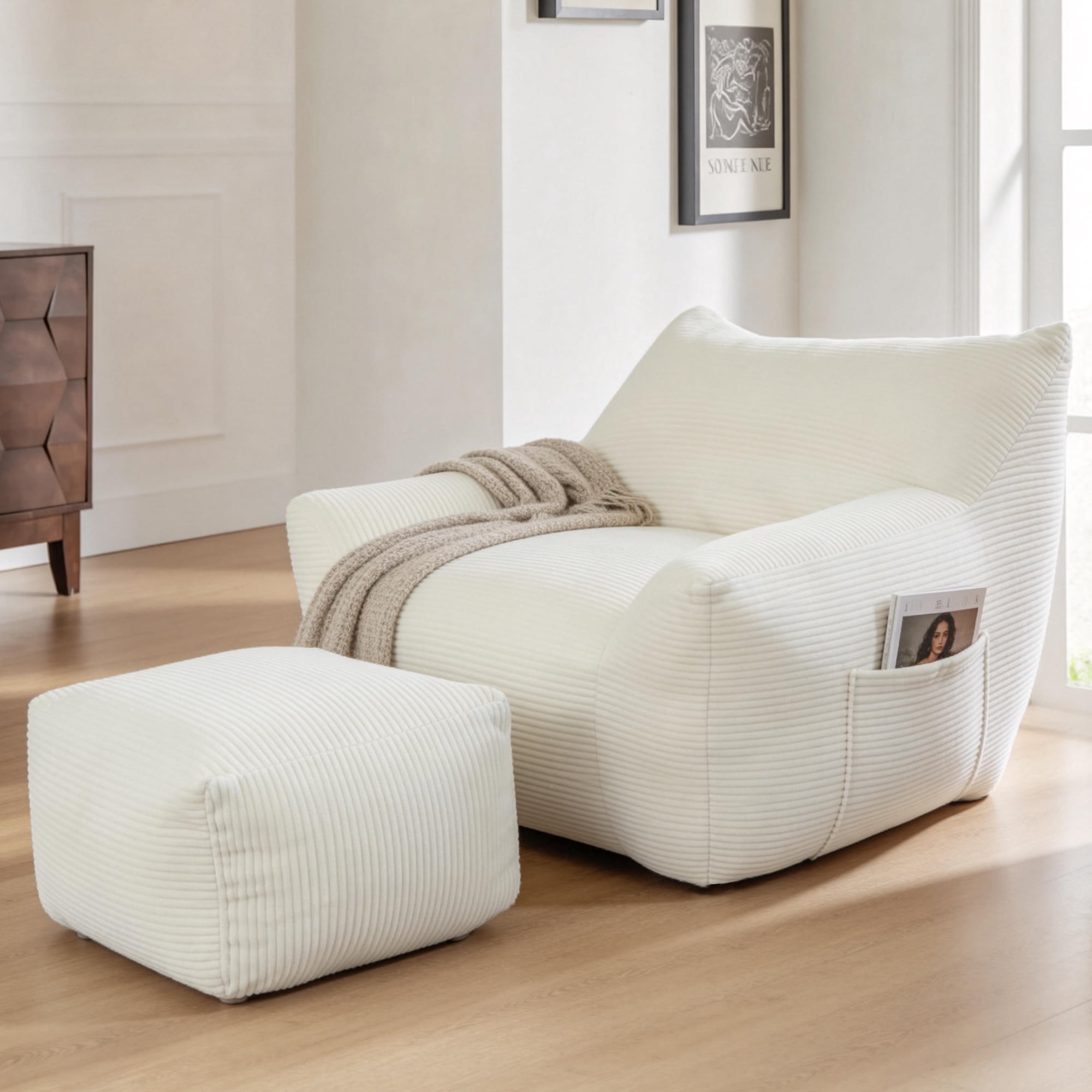 Bean Bag Chair for Adults, Oversized Comfy Beanbag Living Room Lazy Sofa for Bedroom & Dorm