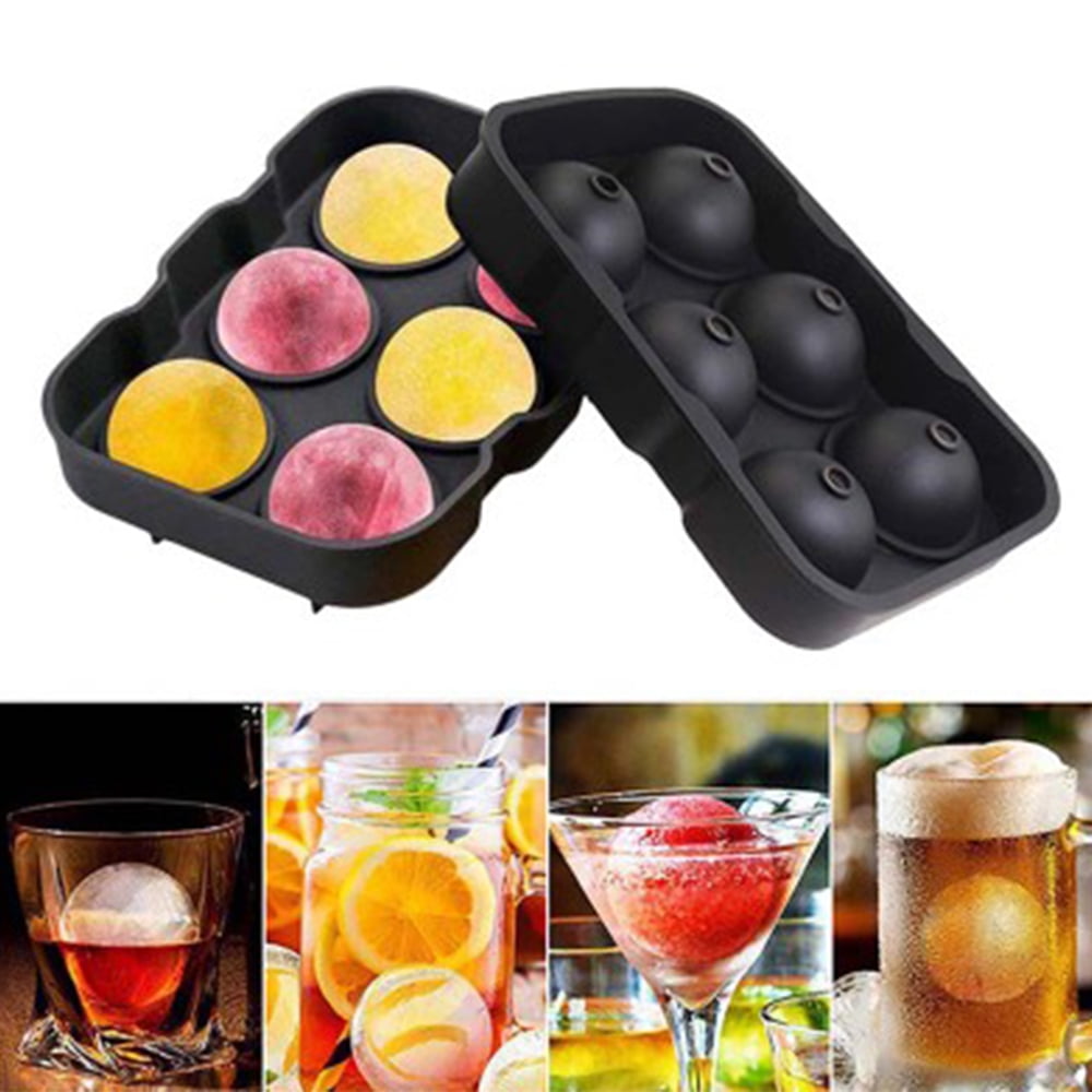 Lot De 2 Moules à Glaçons - 6 Carrés + 6 Boules Rondes - Avec Couvercle - Grand Bac à Glaçons En Silicone Pour Cocktails, Whisky, Vin, Jus Et Cola