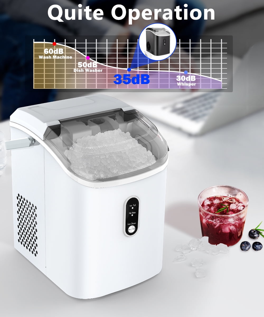  COWSAR Nugget Ice Maker Countertop, Chewable Pebble Ice  34Lbs Per Day, Crunchy Pellet Ice Cubes Maker Machine