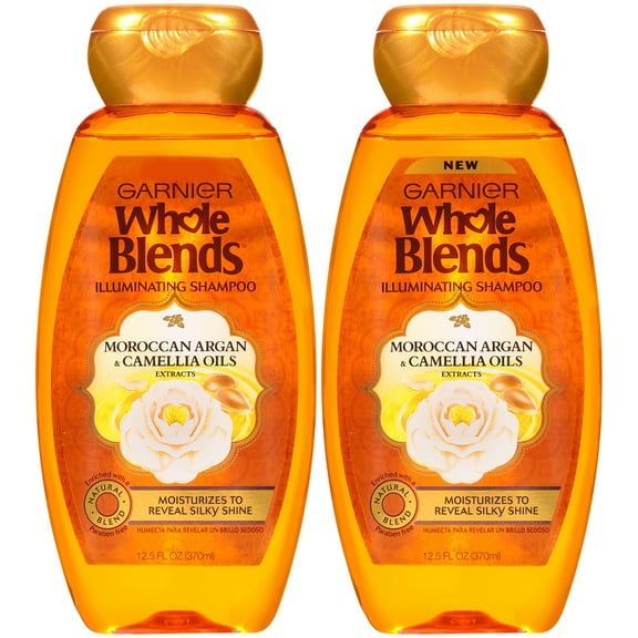 Garnier Whole Blends Shampoo with Moroccan Argan & Camellia Oils Extracts, For Dry Hair, 2 count