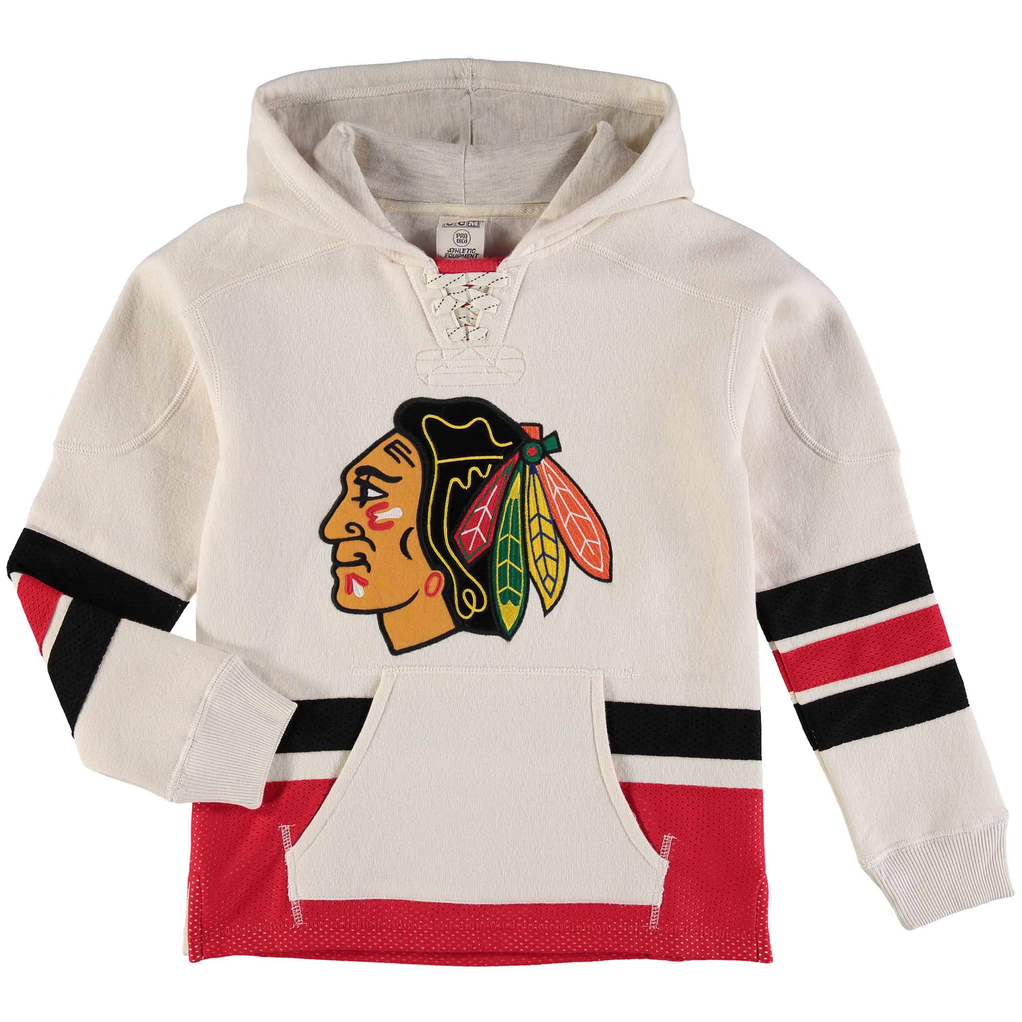 Chicago Blackhawks CCM Youth Retro Skate Pullover Hoodie Cream by Outerstuff