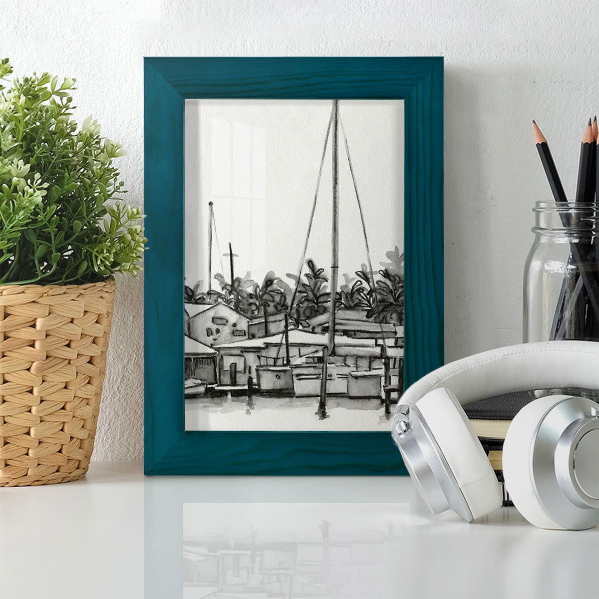Neutral Tropics III - Framed Print w/glass - Ocean Blue