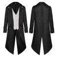 thumbnail image 2 of TFEOQRY Casual Jacket for Men Fake Two Gothic Steampunk Medieval Spliced Tailcoats Long Sleeve Hoodless Outwear White, 2 of 3