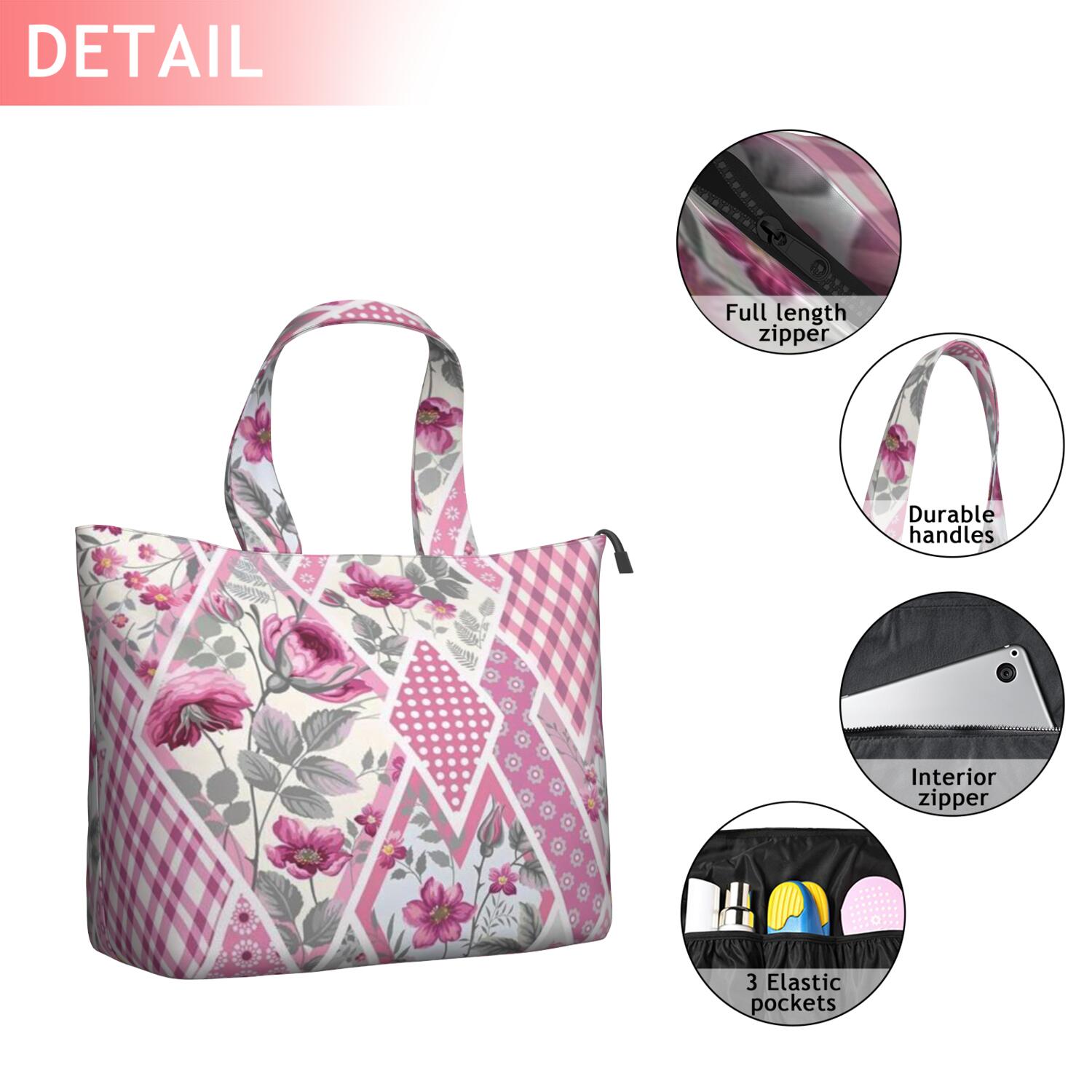 Pioneer Flower Floral Print Pattern Travel Tote Bags for Women Carry On,Large Weekender Bags for Women Travel,Multi Functional Duffle Bag for Work,Shopping,Sports