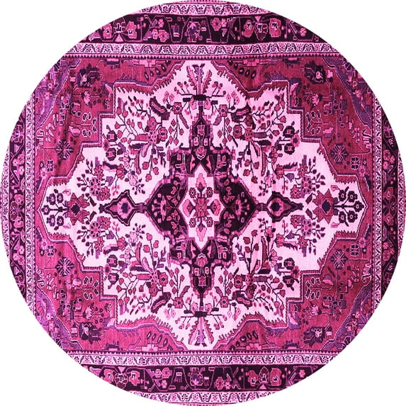 Ahgly Company Indoor Round Persian Pink Traditional Area Rugs, 4' Round