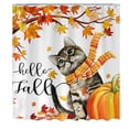 thumbnail image 1 of Cortinas de ducha de calabaza de otoño para el baño, juego de cortinas de ducha impermeables con hojas de arce otoñal con 12 ganchos, 1 of 5