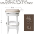 thumbnail image 3 of Maven Lane Pullman 31 Inch Tall Backless Alabaster White Finish Bar Height Upholstered Barstool with Cream Fabric Cushion Seat, Set of 2, 3 of 7