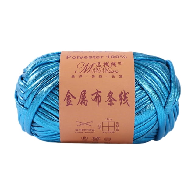 Hilo metálico brillante de 40 m para decoración del hogar, principiantes, bricolaje, tela elástica suave de 100 g Azul