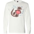 thumbnail image 3 of Inktastic Cute Smiling Valentine's Day Otter with Heart Long Sleeve T-Shirt, 3 of 5