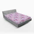 thumbnail image 2 of Ambesonne Floral Fitted Sheet, Fantasy Art Garden Leaves, Full Size, Fuchsia Sea Green, 2 of 5