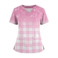 thumbnail image 1 of Ktyne Hauts de Sarrau pour Femmes Col en V Hauts de Sarrau Médicaux Manches Courtes Extensibles Tunique d'Infirmière Blouse Tendance Haut de Sarrau avec Poches Rose m, 1 of 4
