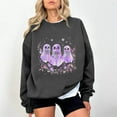 thumbnail image 2 of HomeDM Halloween Sweatshirts for Women Cute Funny Graphic Shirts Long Sleeve Crewneck Fall Pullover Tops - Gray/2XL, 2 of 4