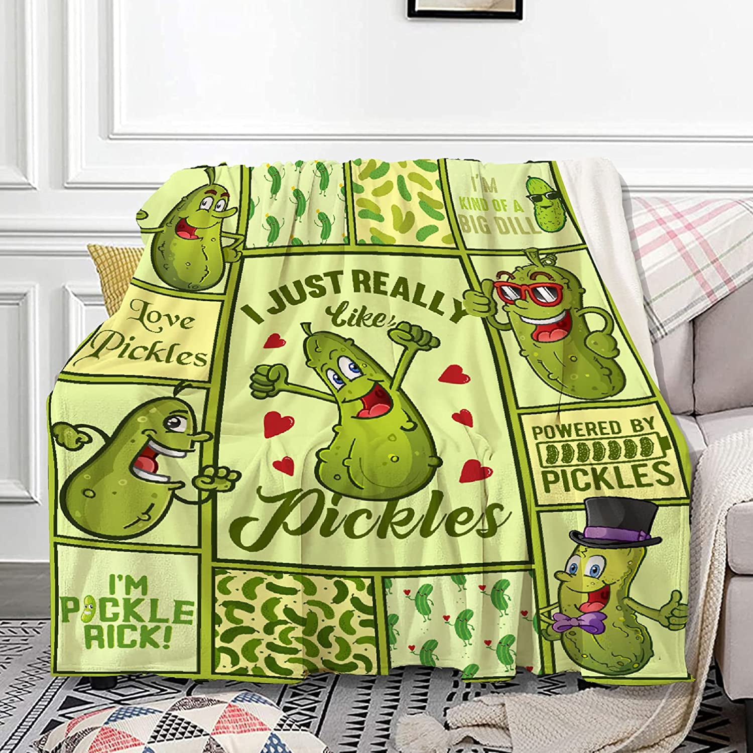 Funny Pickles Blanket, I Just Really Like Pickles Ok? Throw Blanket for  Girls Boys Gifts, Ultral Soft Cozy Warm Flannel Fleece Suit for Sofa,  Couch, Bed, Travel, Sofa 40x30 XS for Pets/Toddler 