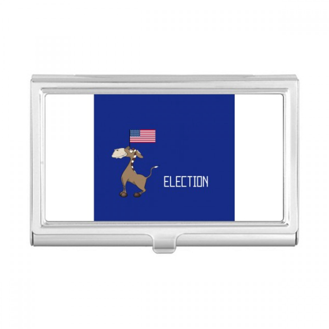 Democratic Donkey Raise Flag Election Business Card Holder Case Pocket Box Wallet