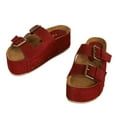 thumbnail image 2 of YDN Women Double Buckle Strap Mid Heeled Mules Rivets Platform Slip On Open Toe Slippers Shopping Prom Dressy Shoes Size 14 Red, 2 of 4