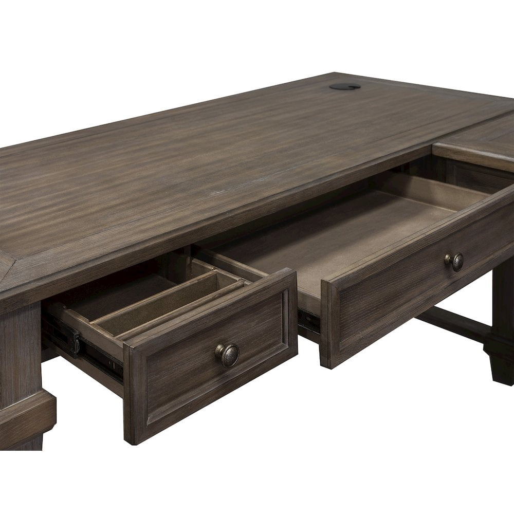 Martin Furniture Carson Wood Open L-Desk & Return Writing Table Office Desk Gray
