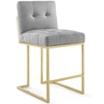 thumbnail image 2 of Ergode Privy Gold Stainless Steel Upholstered Fabric Counter Stool Set of 2 - Gold Light Gray, 2 of 4
