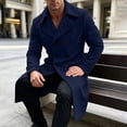 thumbnail image 6 of KeShDi Trench Coat for Men Double Breasted Lapel Long Sleeve Jacket Navy L, 6 of 7