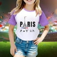 thumbnail image 2 of Toddler Girls Summer Tops Tees Fashion Games Letter Graphic Printed Raglan Color Block Short Sleeved Pullover Tee Blouse Daily Spring Shirts For Kid 13-14T, 2 of 4