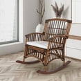 thumbnail image 4 of Swayze Bohemian Farmhouse Woven Rattan/Wood Rocking Chair, White Cushion with Brown Frame, 4 of 8