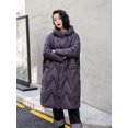 thumbnail image 2 of Chaqueta de invierno para mujer, abrigos largos holgados de plumón 90 % blanco con capucha, abrigo informal holgado y cálido de gran tamaño para mujer, 2 of 5