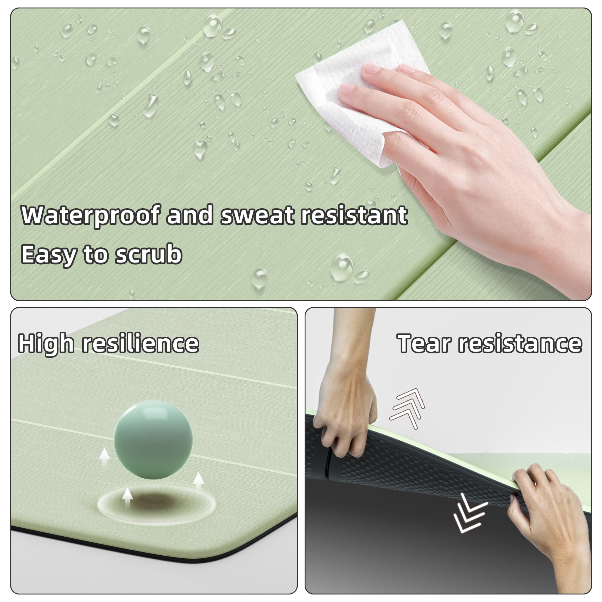 BAIMA Travel Yoga Mat 8 mm Thick, Multicolor Workout Mats for Home Gym,Portable for Camping or Travel Exercise Mat(Green & Black)