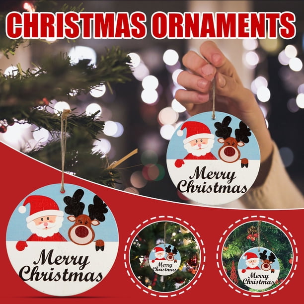 Fiudx Adornos Navideños de Madera, Decoración para Árbol de Doble Cara, Impresión Por Sublimación de Alta Temperatura, Diseño Versátil para Colgar, Regalo Ideal para Fiestas, 7 Cm de Diámetro, Juego