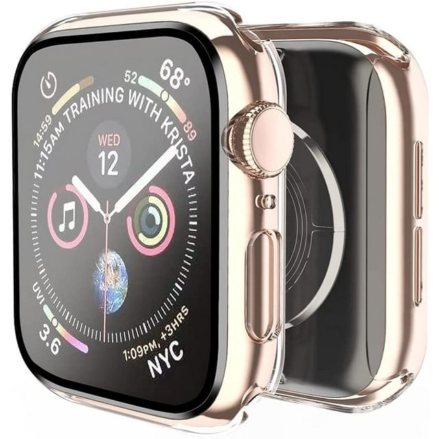 Case Compatible with Apple Watch Series 6/SE/Series 5/Series 4 44mm with Built in Tempered Glass Screen Protector,Overall Protective Hard PC Case Ultra-Thin Cover- Clear-Clear
