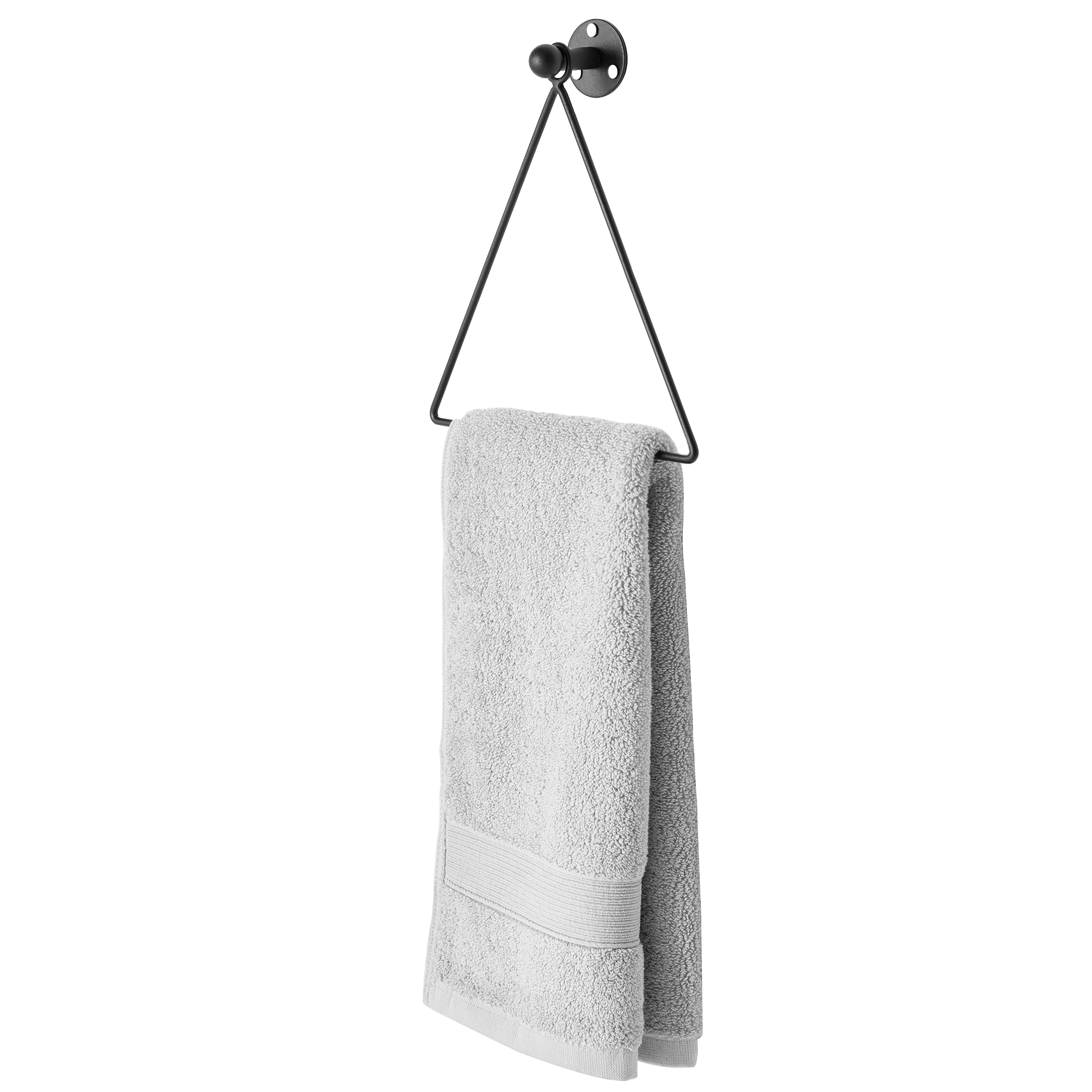 Modern Wall Mounted Triangle Metal Bathroom Kitchen Hand Towel Bar Rack Black 