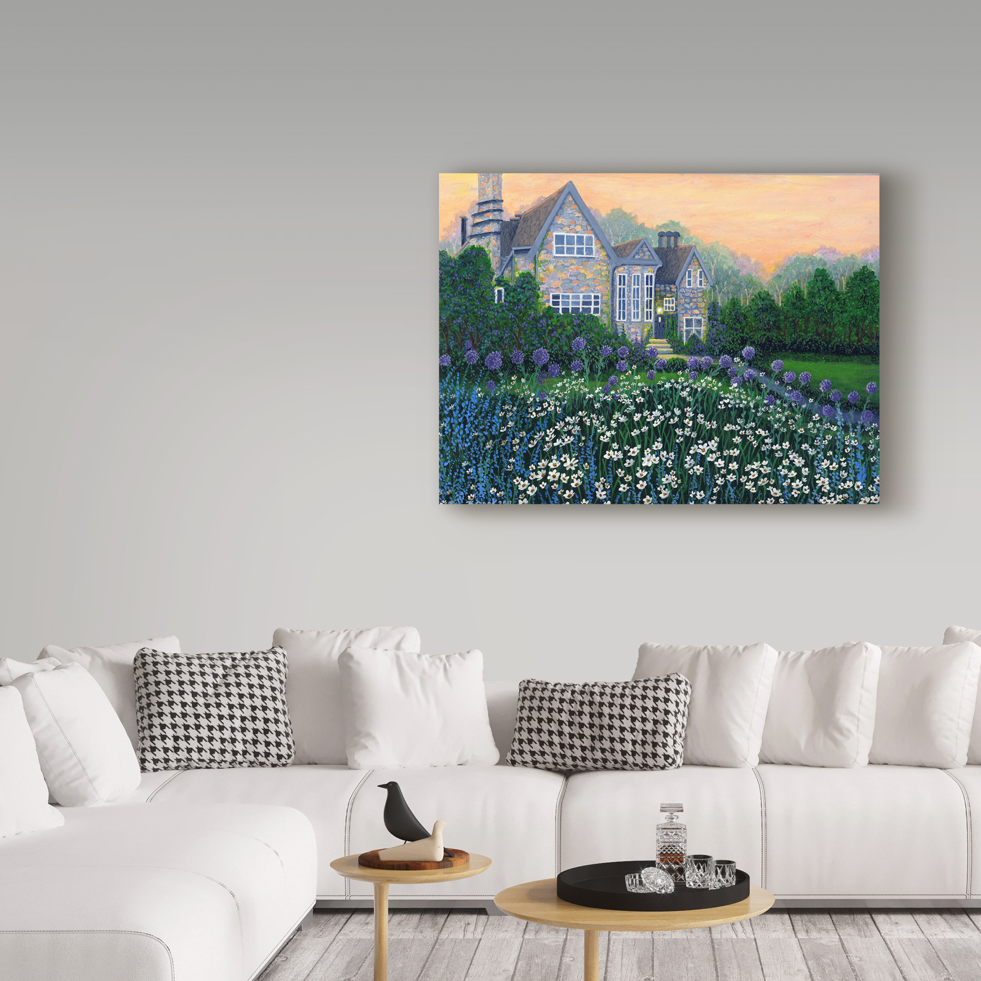 Trademark Fine Art 'English Cottage Landscape' Canvas Art by Bonnie B Cook