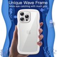 thumbnail image 3 of Wavy Case for iPhone 16 Pro Max 6.9-Inch, Cute Wave Frame Curly Shape Shockproof Phone Cover for Women and Girls, Clear Hard PC Back (Desert Titanium), 3 of 5