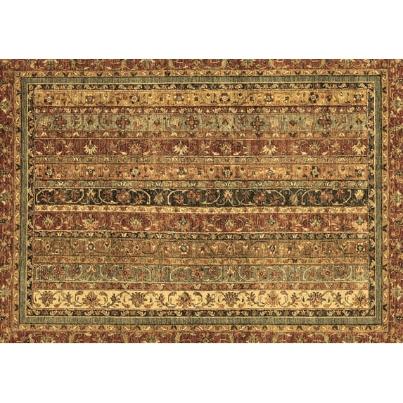 Ahgly Company Indoor Rectangle Oriental Brown Modern Area Rugs, 7' x 10'