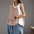 thumbnail image 4 of Aboser Retro Tank Tops for Women Plus Size Casual Sleeveless T Shirts Breathable Cotton Linen Shirt Loose Color Block Blouses Comfy Round Neck Tee Top, 4 of 7