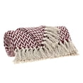 thumbnail image 3 of Burgundy Handloom Herringbone Weave with Tassels, 3 of 5