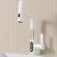 thumbnail image 2 of Pull-Out Lift LED Temperature Digital Display Bathroom Basin Faucet, Single Handle 360° Rotatable Waterfall 3-in-1 Basin Tap with Adjustable Height, 2 of 7