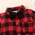 thumbnail image 5 of KIMI BEAR Newborn Baby Boys Outfits 9 Months Newborn Boy Spring Summer Outfits 12 Months Newborn Boy Checked Patterns Lapel Button Short Sleeve Romper Jumpsuit Red, 5 of 7