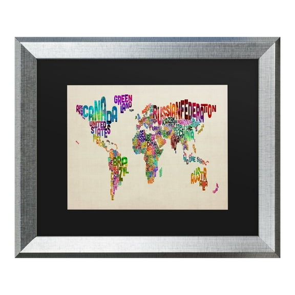 Trademark Fine Art 'Typography World Map II' Canvas Art by Michael Tompsett