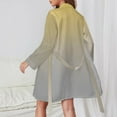 thumbnail image 2 of Abstract Texture Yellow Grey Gradient Night Robe Long Sleeve V Neck Robe With Belt Women's Sleepwear Dresses, 2 of 9